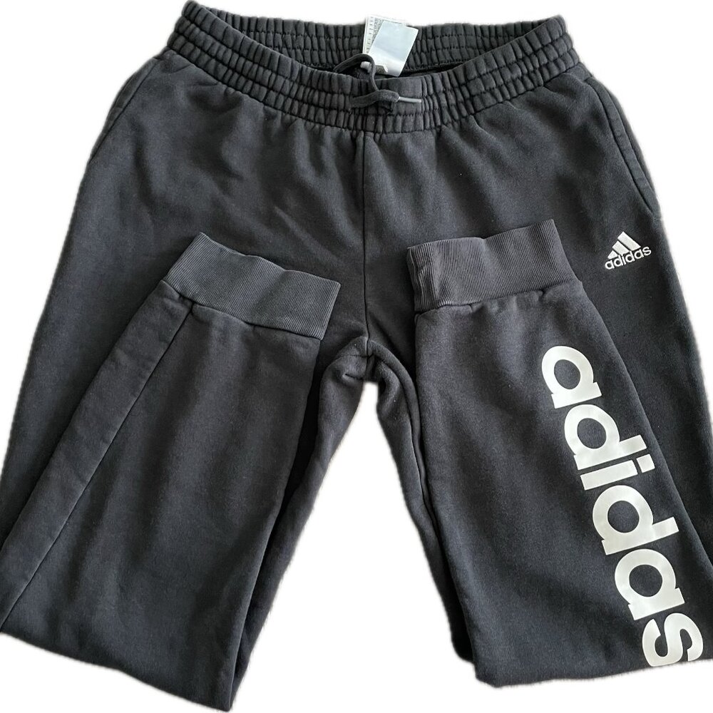 adidas Men’s Black Jogger Sweatpants Logo Graphic Drawstring Size XL